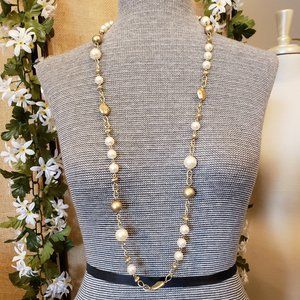 Lia Sophia Gold and Pearl Matinee Necklace